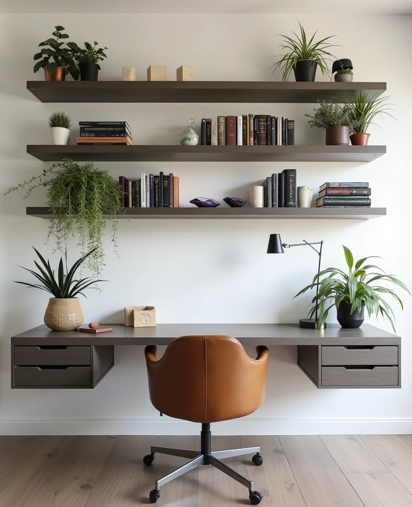 15 Office Decor Ideas That Will Transform Your Workspace Into a Productivity Powerhouse! - 14. Utilize Vertical Space with Shelving