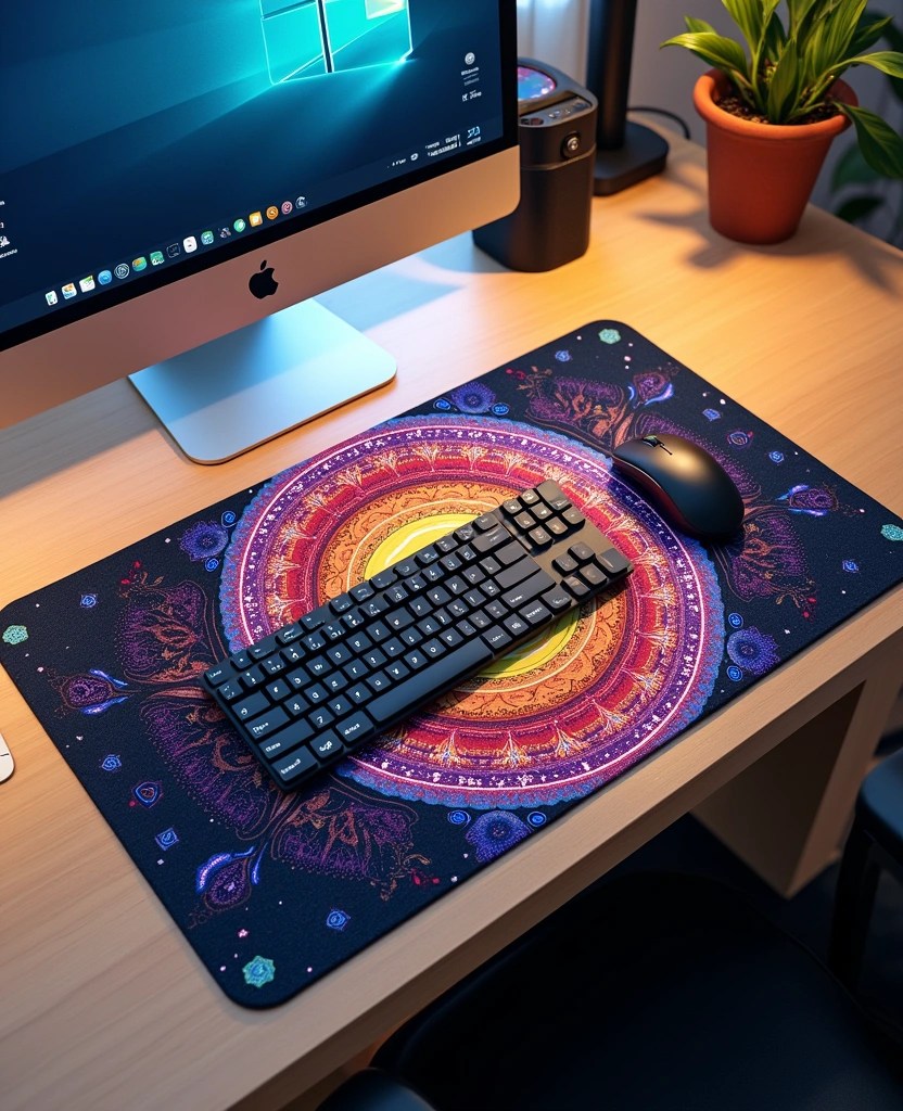 15 Office Decor Ideas That Will Transform Your Workspace Into a Productivity Powerhouse! - 9. Use a Colorful Desk Mat
