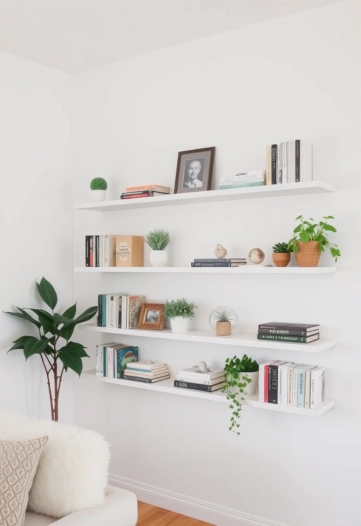 21 Dreamy Bedroom Makeovers That Cost Less Than $100 (You’ll Love #4!) - 14. Minimalist Floating Shelves