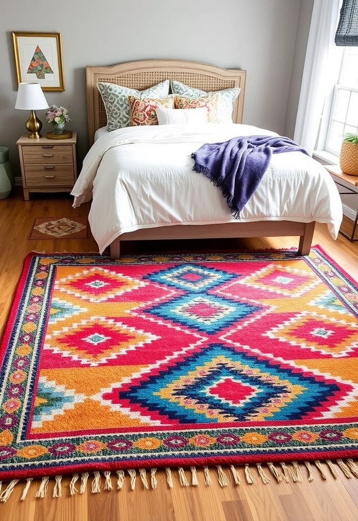 21 Dreamy Bedroom Makeovers That Cost Less Than $100 (You’ll Love #4!) - 19. Colorful Area Rugs