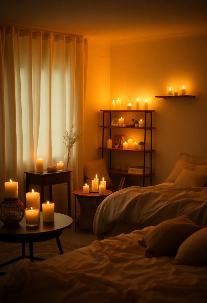 21 Dreamy Bedroom Makeovers That Cost Less Than $100 (You’ll Love #4!) - 21. Soft Lighting with Candles