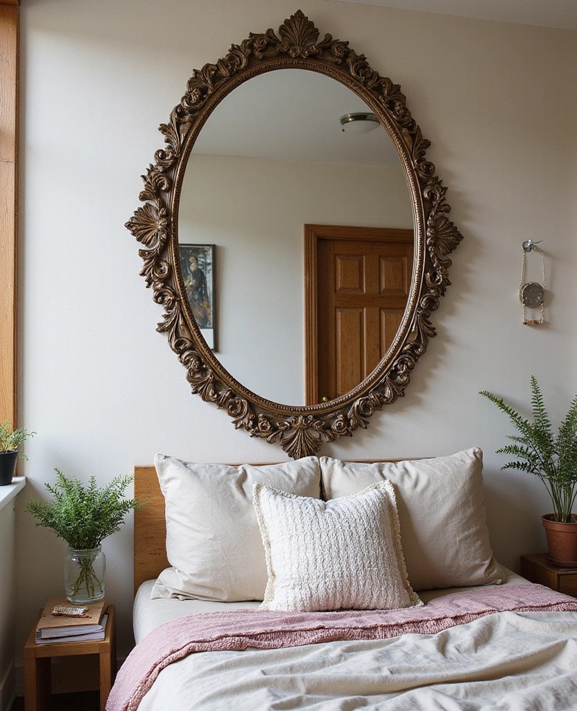 15 Dreamy Boho Bedroom Ideas That Will Transform Your Sleep Space into a Serene Oasis! - 13. Use of Mirrors to Enhance Space