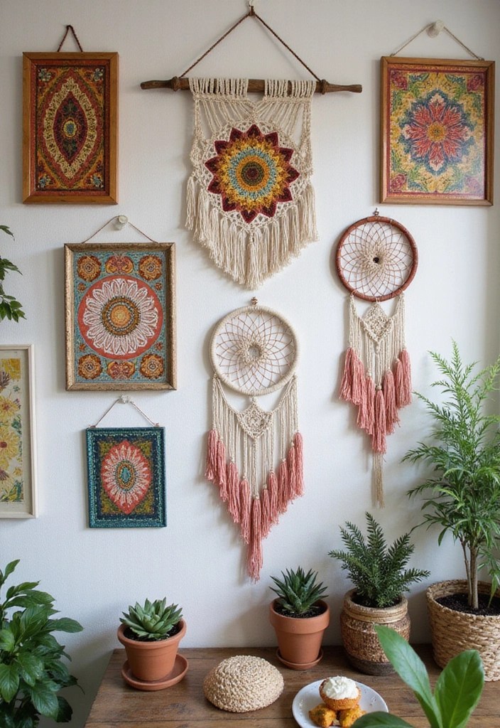 15 Dreamy Boho Bedroom Ideas That Will Transform Your Sleep Space into a Serene Oasis! - 5. Bohemian Artwork and Wall Hangings